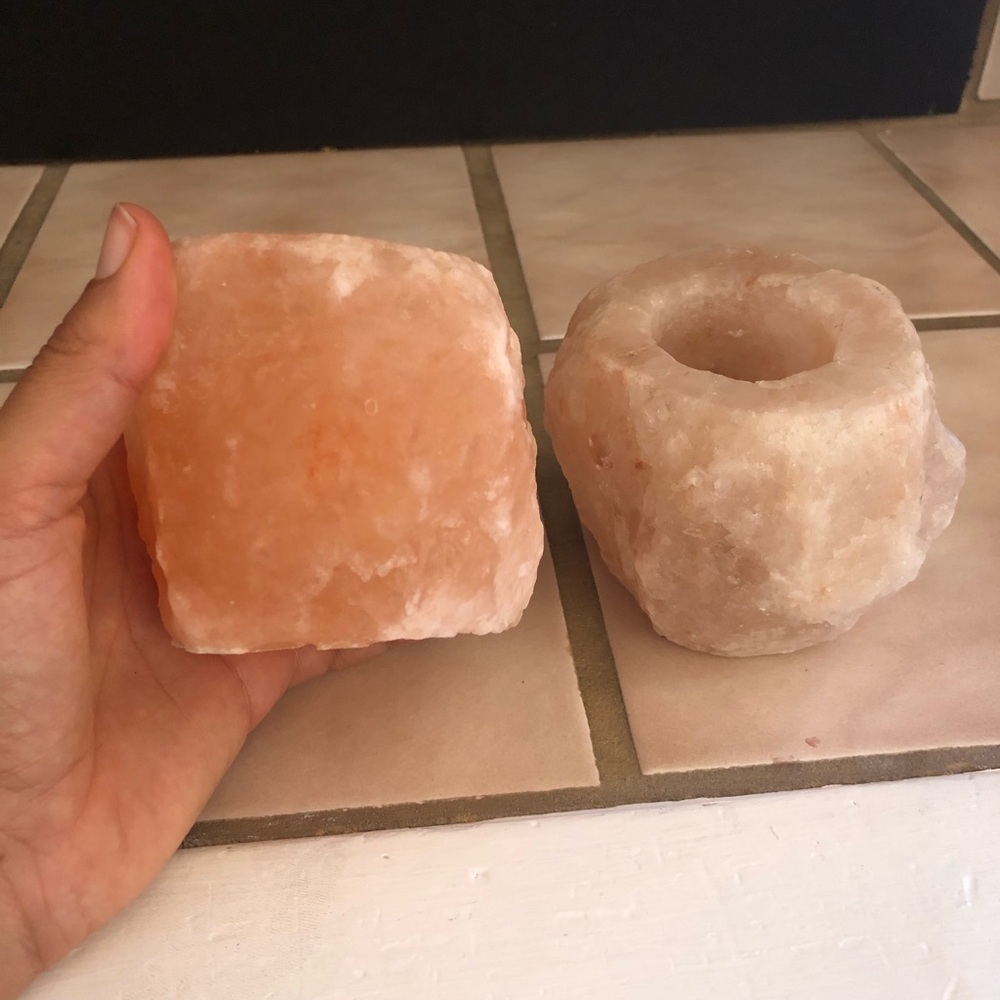 Orange and Cream Cylindrical Candle Holders with Crystalline Texture